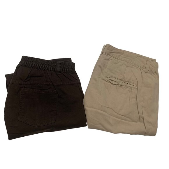 Lot of 2 Woman Within Brown and Tan Classic Fit Pants Size 16W - Picture 1 of 11